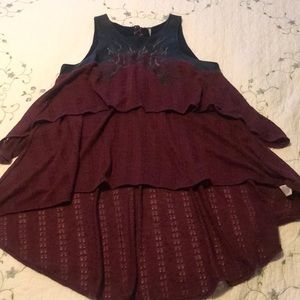 FREE PEOPLE ~ Boho Rock N Roll Tiered Keyhole Tunic Top